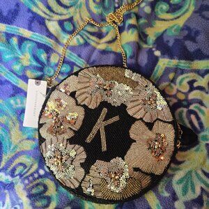 NWT Anthropologie Monogram Beaded Purse Letter K